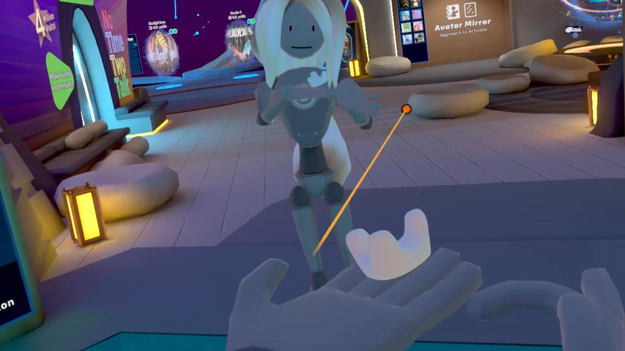 Vive tracker laying on hand in VRChat